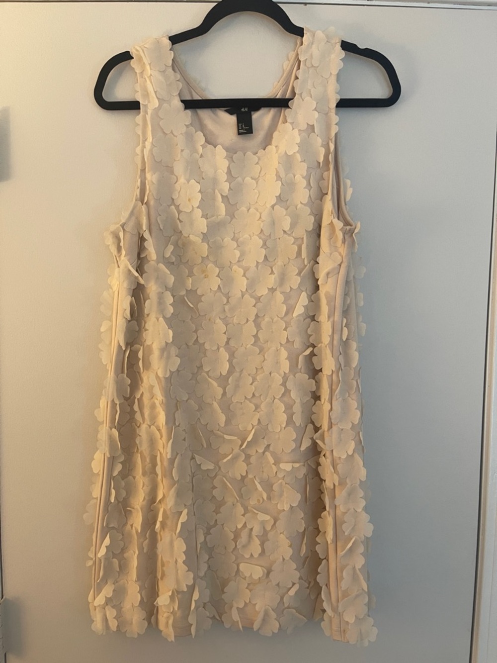 H&M Cream Floral Appliqué Sleeveless Mini Dress